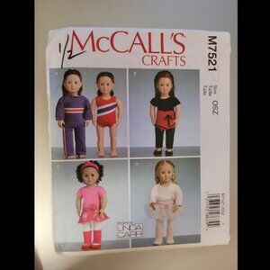 McCalls Crafts Pattern M7521 ~ 18" Athletic Doll Clothes: Gymnastics~Dance